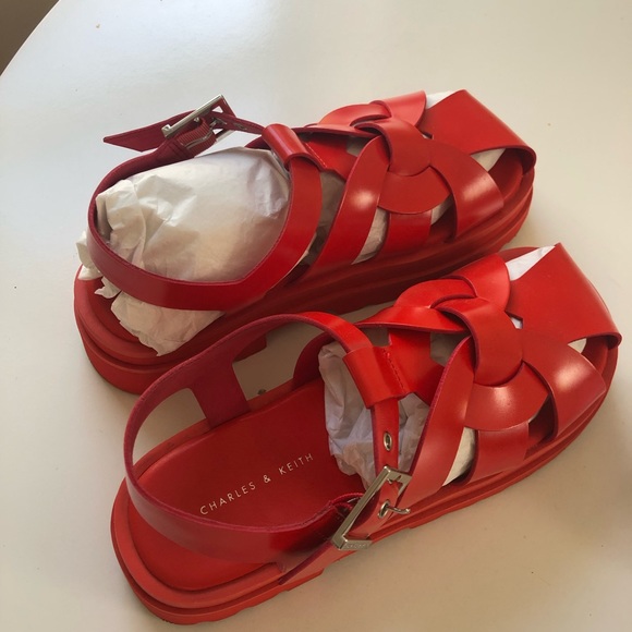 Charles & Keith Nell Gladiator Sandals - Red in size 6 - Picture 2 of 2